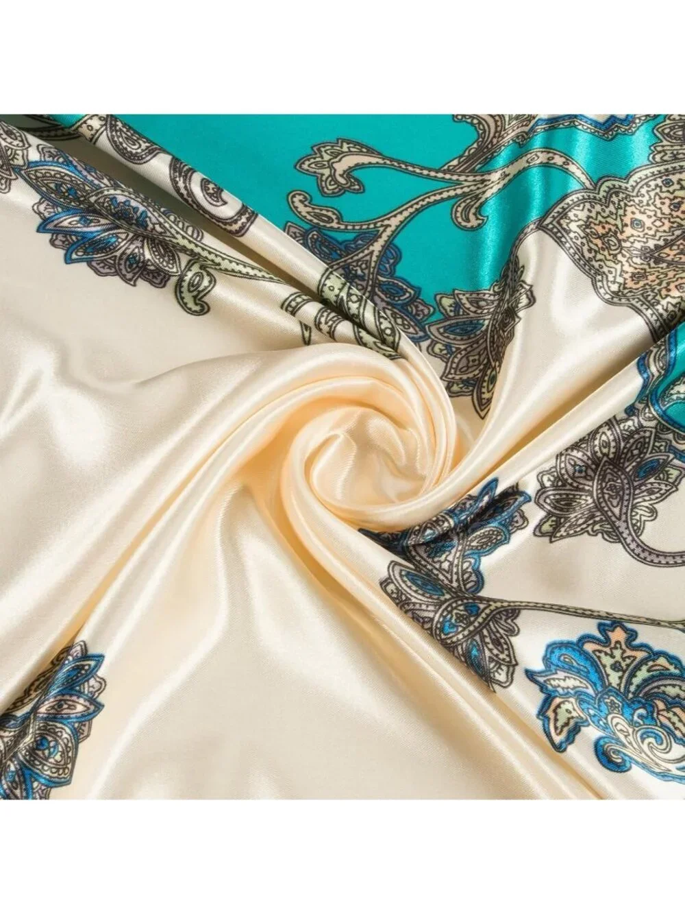 Women's A-Turquoise Printed Square Scarf Bandanas Hair Scarf 35 Inches